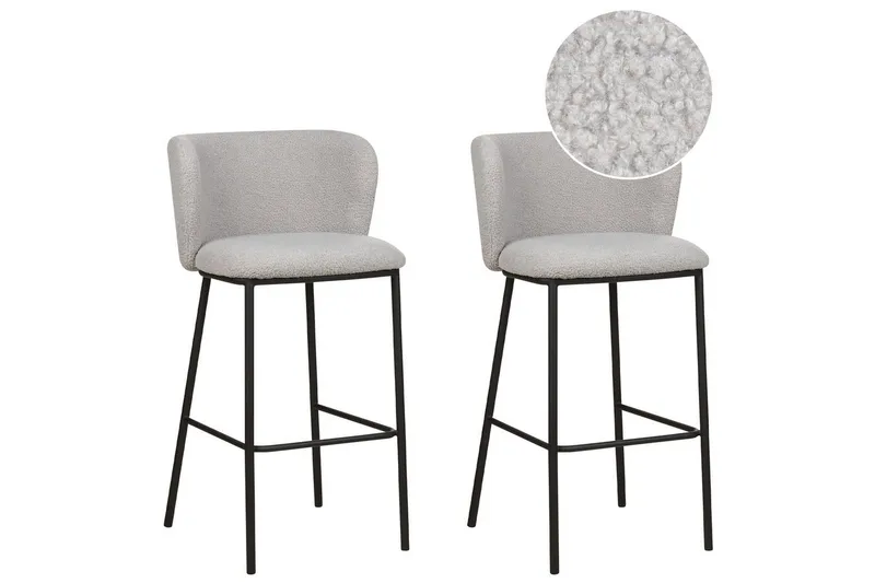 Barstol Mina set om 2 Ljusgrå-Svart - Ljusgrå-Svart - Möbler - Matplats - Barmöbler - Barstolar