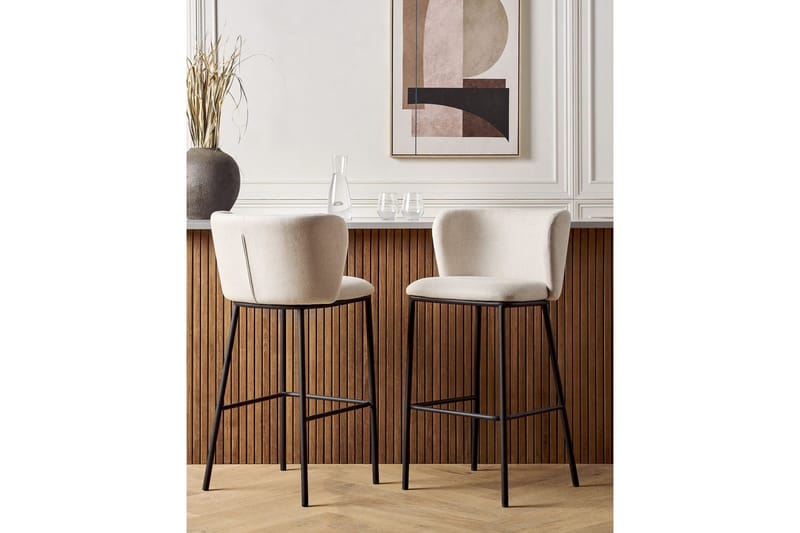 Barstol Mina set om 2 Vit-Svart - Vit-Svart - Möbler - Matplats - Barmöbler - Barstolar