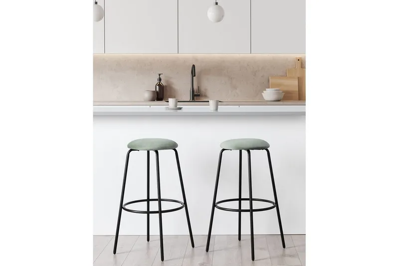 Barstol Morton set om 2 Grön-Svart - Grön-Svart - Möbler - Matplats - Barmöbler - Barstolar