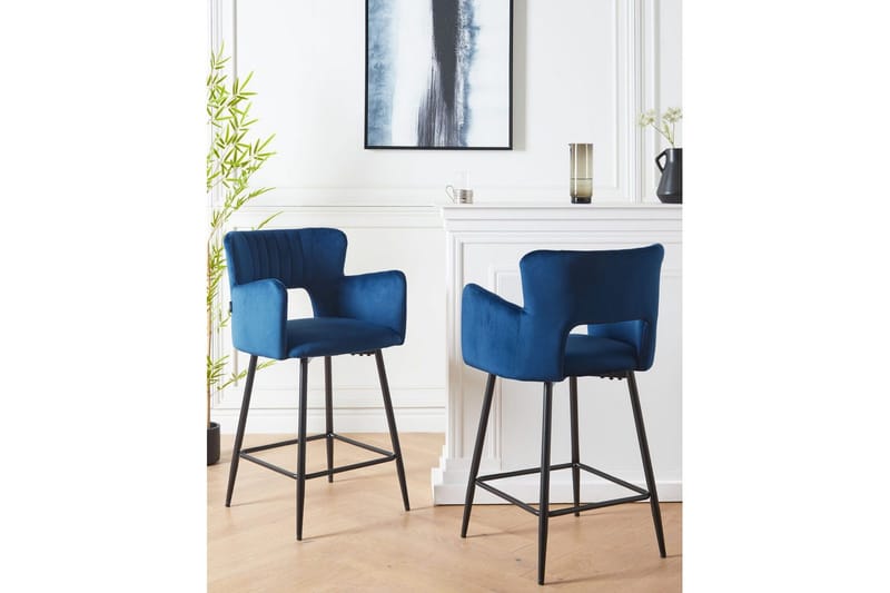 Barstol Sanilac set om 2 Blå-Svart - Blå-Svart - Möbler - Matplats - Barmöbler - Barstolar
