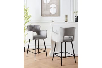 Barstol Sanilac set om 2 Grå-Svart - Grå-Svart - Möbler - Matplats - Barmöbler - Barstolar