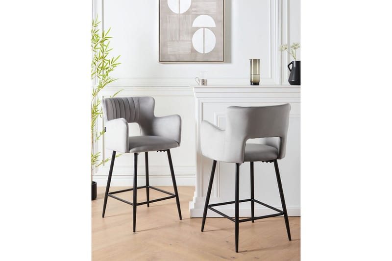 Barstol Sanilac set om 2 Grå-Svart - Grå-Svart - Möbler - Matplats - Barmöbler - Barstolar