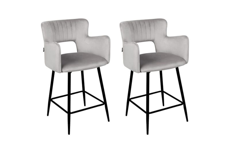Barstol Sanilac set om 2 Grå-Svart, Grå-Svart