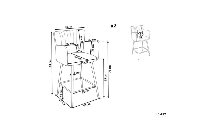 Barstol Sanilac set om 2 Grå-Svart - Grå-Svart - Möbler - Matplats - Barmöbler - Barstolar