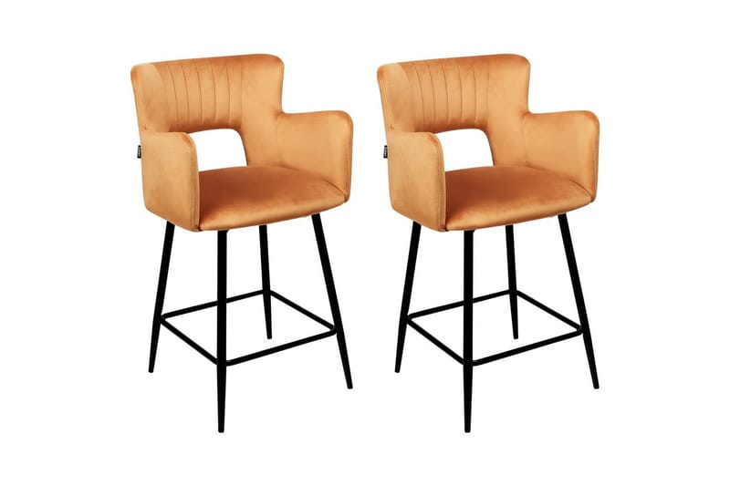 Barstol Sanilac set om 2 Orange-Svart - Orange-Svart - Möbler - Matplats - Barmöbler - Barstolar