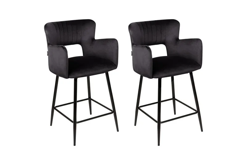 Barstol Sanilac set om 2 Svart, Svart