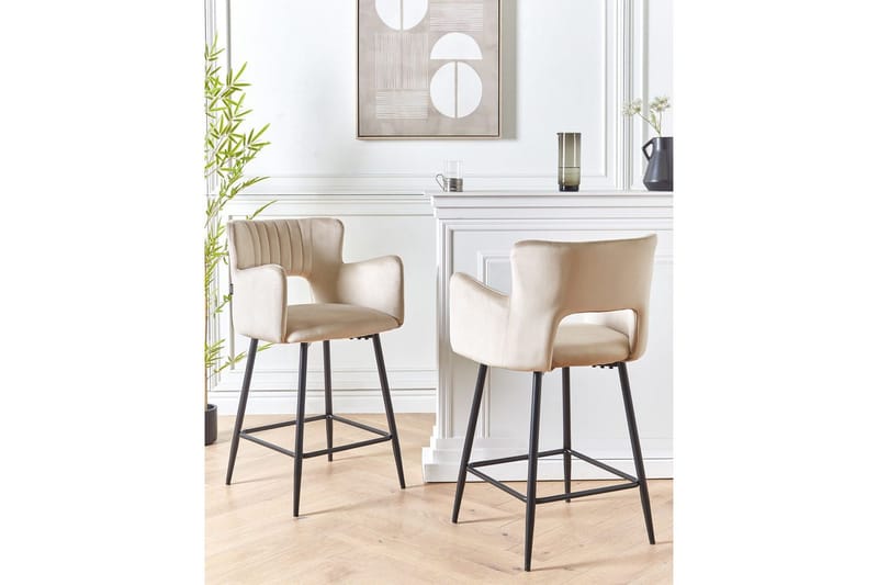 Barstol Sanilac set om 2 Taupe-Svart - Taupe-Svart - Möbler - Matplats - Barmöbler - Barstolar