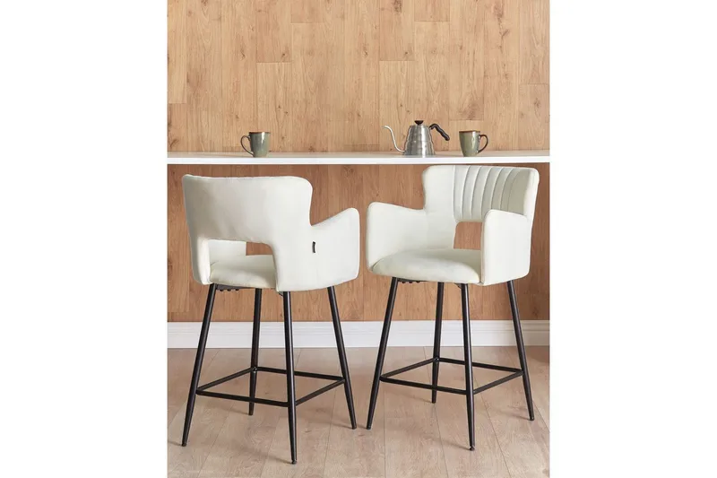 Barstol Sanilac set om 2 Vit-Svart - Vit-Svart - Möbler - Matplats - Barmöbler - Barstolar