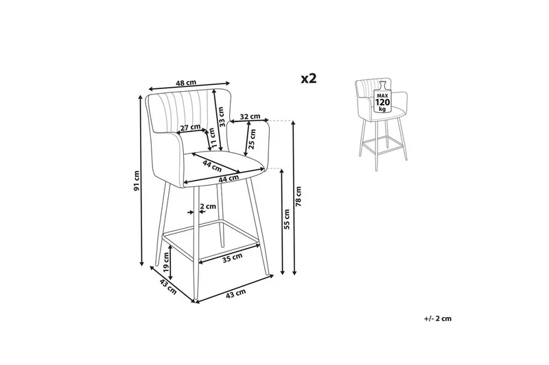 Barstol Sanilac set om 2 Vit-Svart - Vit-Svart - Möbler - Matplats - Barmöbler - Barstolar
