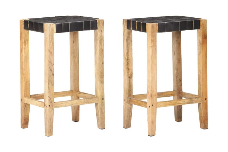Barstolar 2 st svart äkta läder 75 cm - Svart - Möbler - Matplats - Barmöbler - Barstolar