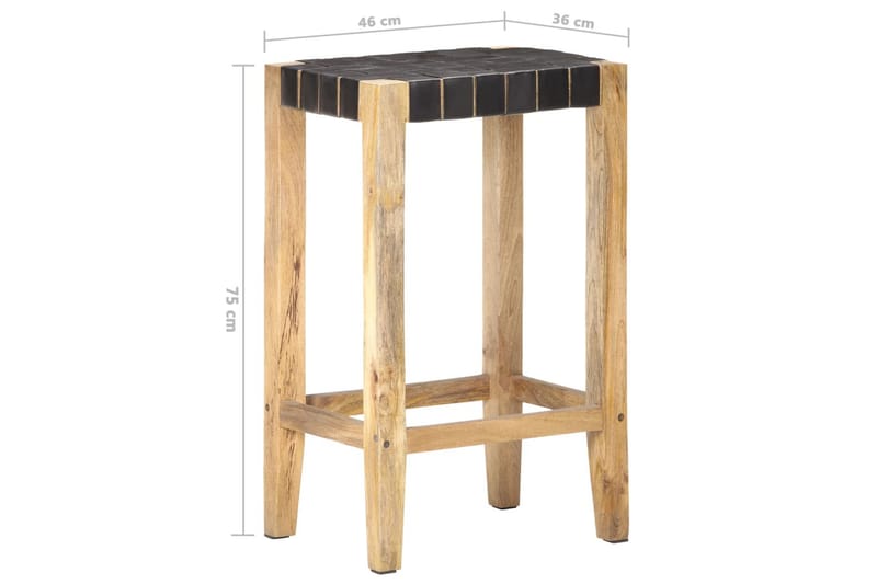 Barstolar 2 st svart äkta läder 75 cm - Svart - Möbler - Matplats - Barmöbler - Barstolar