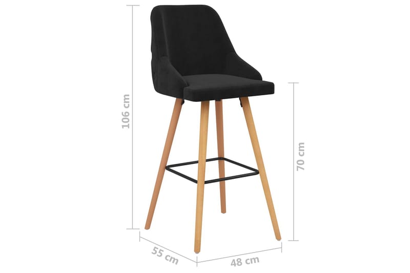 Barstolar 2 st svart sammet - Svart - Möbler - Matplats - Barmöbler - Barstolar