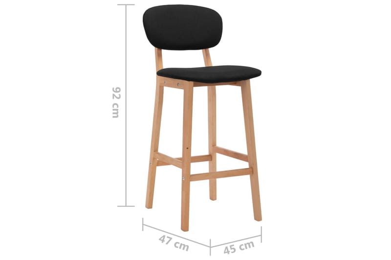 Barstolar 2 st svart tyg - Svart - Barstolar