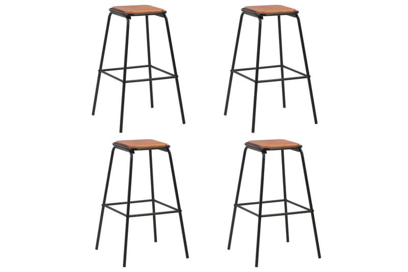 Barstolar 4 st svart massiv furu och stål - Brun - Möbler - Matplats - Barmöbler - Barstolar