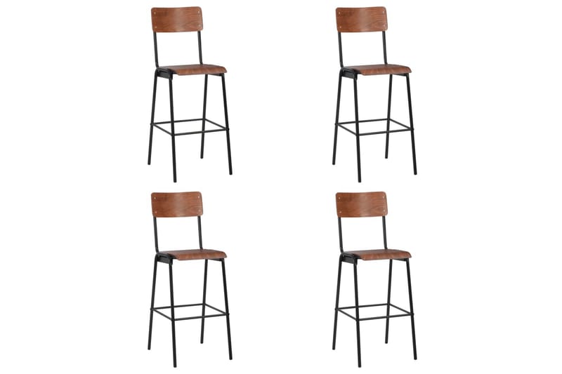 Barstolar 4 st vit massiv plywood stål - Brun - Möbler - Matplats - Barmöbler - Barstolar