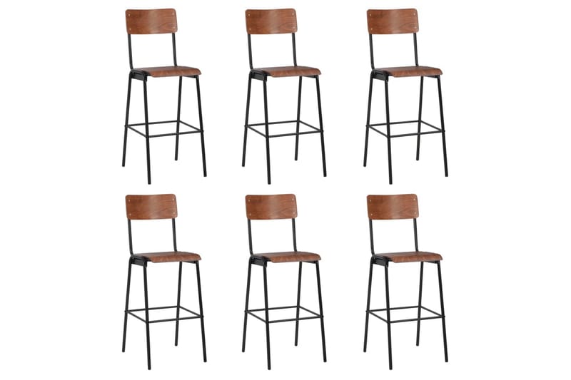 Barstolar 6 st massiv plywood stål - Brun - Möbler - Matplats - Barmöbler - Barstolar