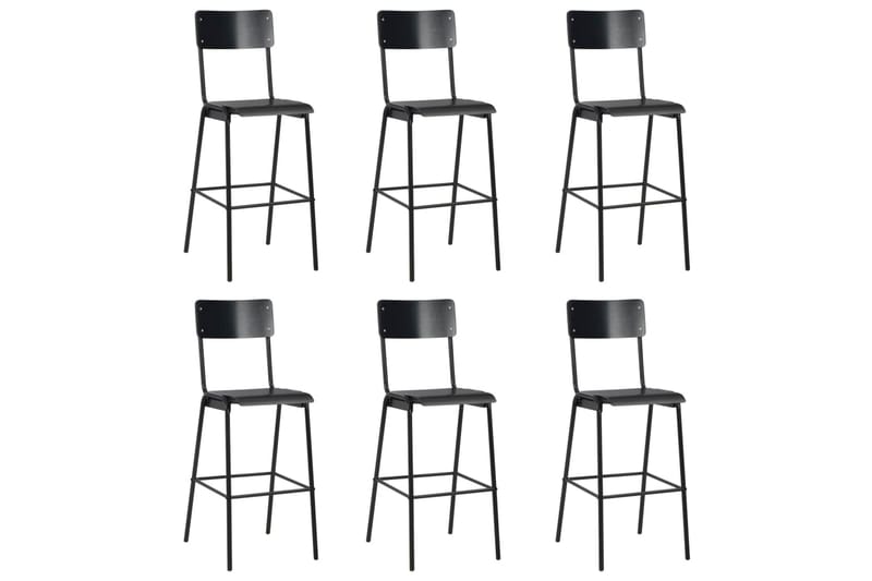 Barstolar 6 st svart massiv plywood stål - Svart - Möbler - Matplats - Barmöbler - Barstolar