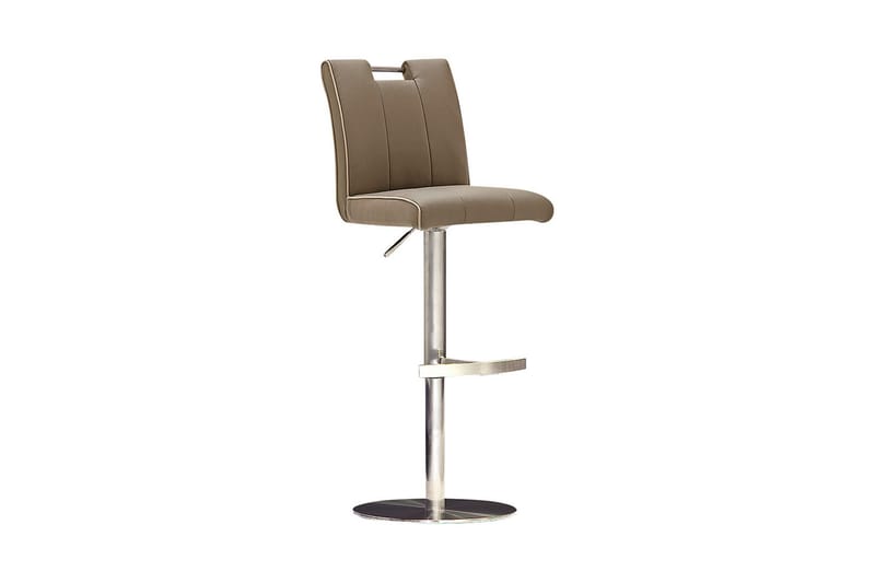 CASTA Barstol Rund Fot Läder Cappuccino/Stål - Beige - Möbler - Matplats - Barmöbler - Barstolar