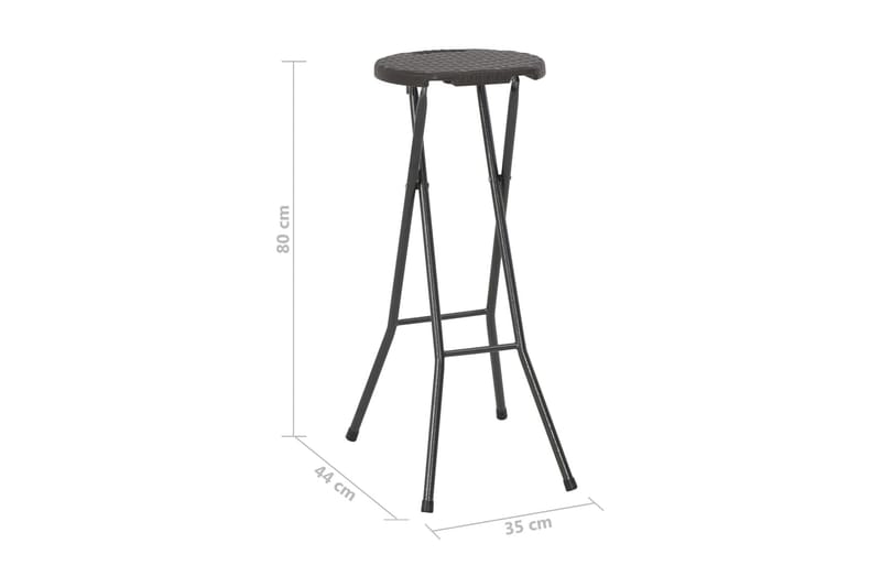 Hopfällbara barstolar 2 st HDPE och stål konstrotting brun - Brun - Möbler - Matplats - Barmöbler - Barstolar