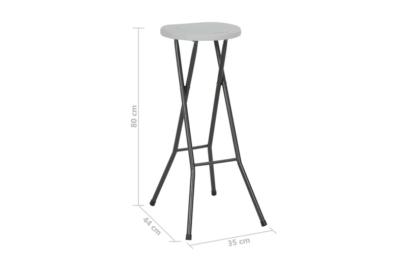 Hopfällbara barstolar 2 st HDPE och stål vit - Vit - Möbler - Matplats - Barmöbler - Barstolar