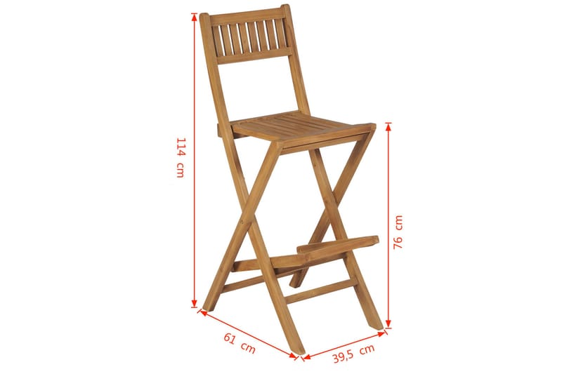 Hopfällbara barstolar 2 st massiv teak - Brun - Möbler - Matplats - Barmöbler - Barstolar