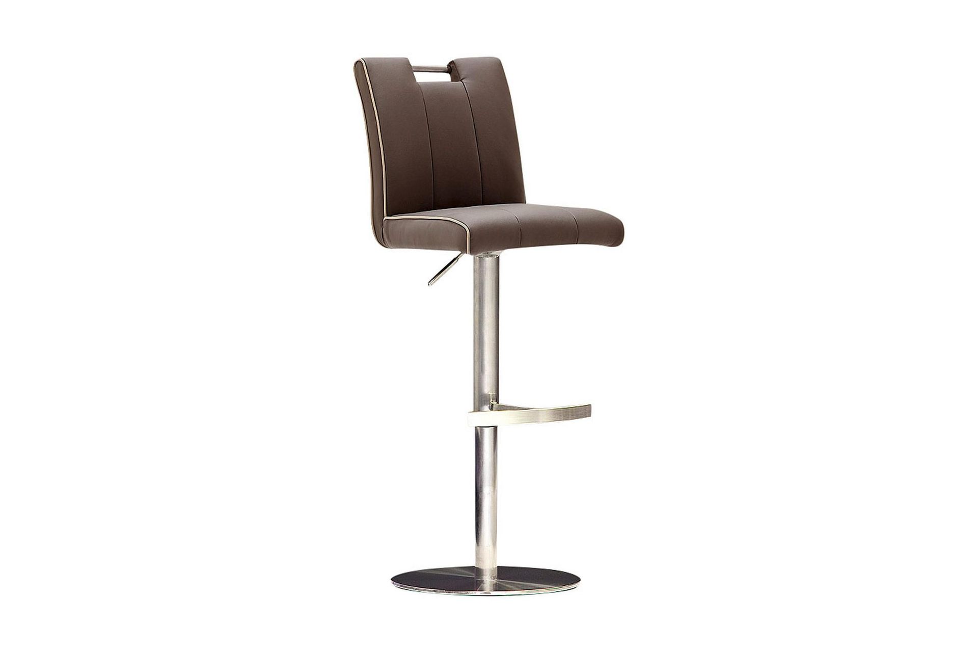 Navajo Barstol Rund Fot Konstl&auml;der - Brun/St&aring;l