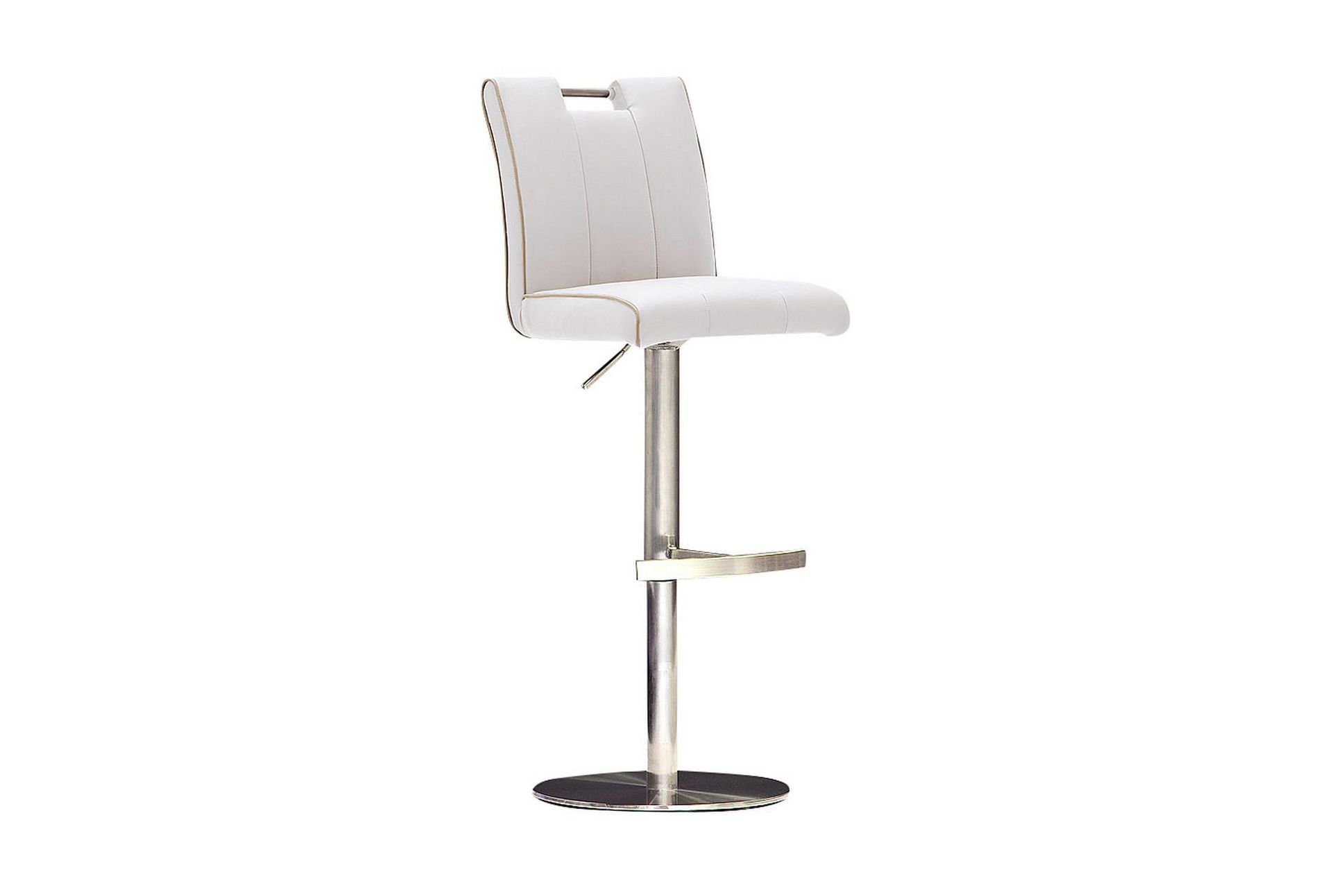 Navajo Barstol Rund Fot Konstl&auml;der - Vit/St&aring;l