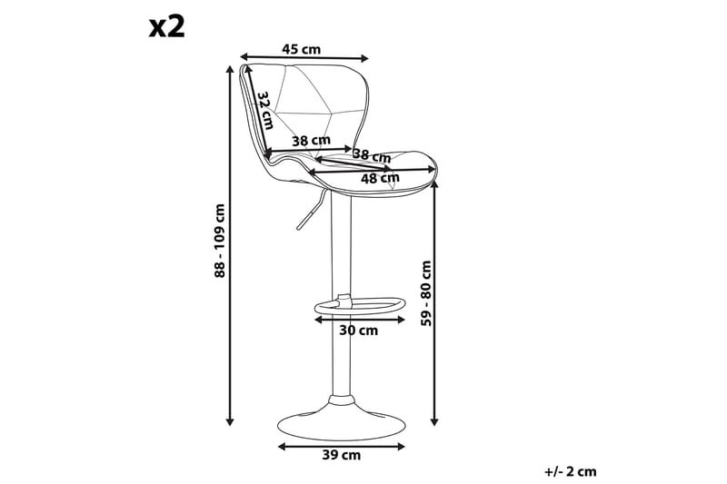NOGAREO Barstol 2-pack Konstläder/Svart - Möbler - Matplats - Barmöbler - Barstolar