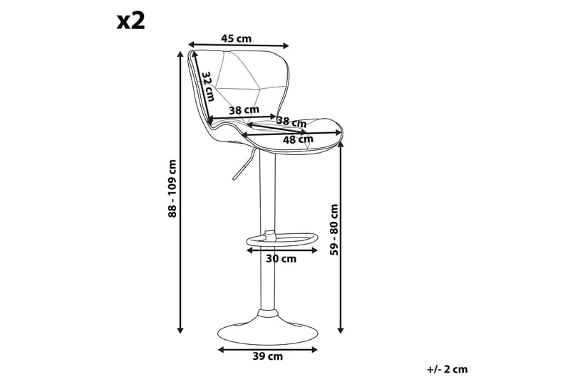 NOGAREO Barstol 2-pack Konstläder/Svart - Barstolar