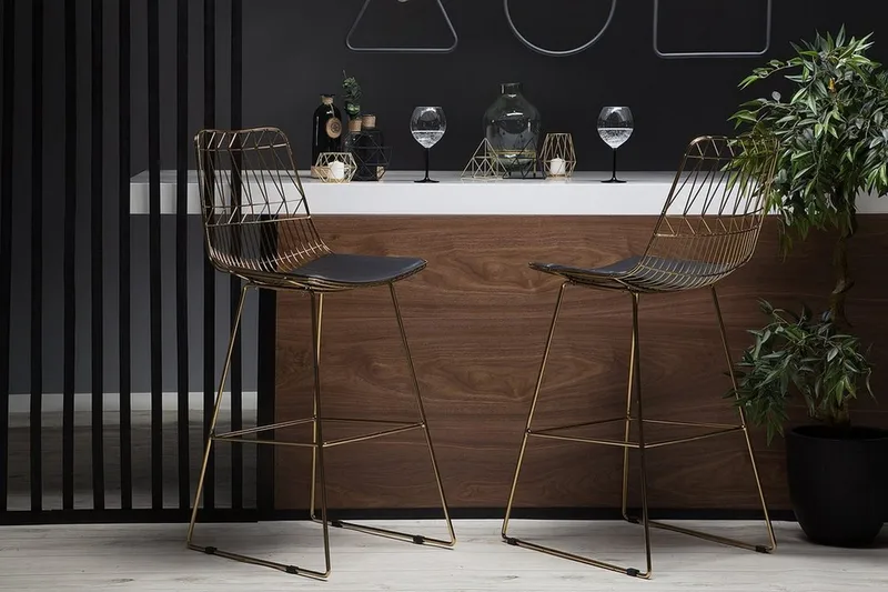 Set med 2 barstolar PRESTON Metall Guld 48cm - Guld - Möbler - Matplats - Barmöbler - Barstolar