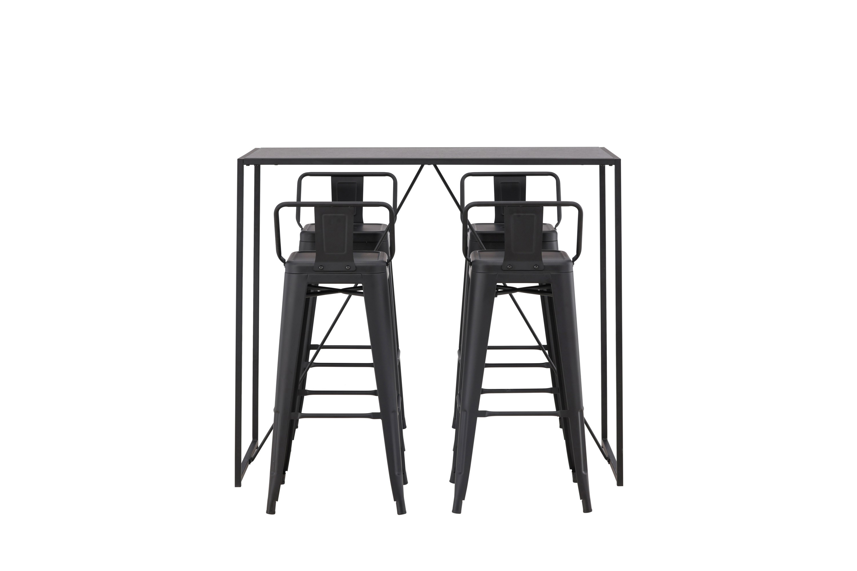 brea barbord 60x120 cm med 4 tempe stolar - svart