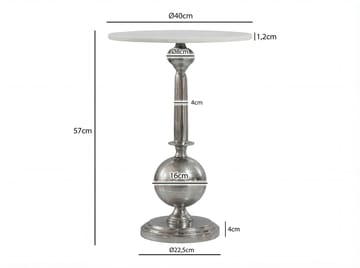 Derva Runt sidobord 40 cm med bordsskiva i äkta marmor - silver och vit - Möbler - Vardagsrum - Soffbord & vardagsrumsbord - Sidobord & lampbord