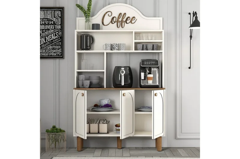 Kaffebarskåp Tre Gräddfärgad / Ek - Gräddfärgad / Ek - Möbler - Matplats - Barmöbler - Bardisk