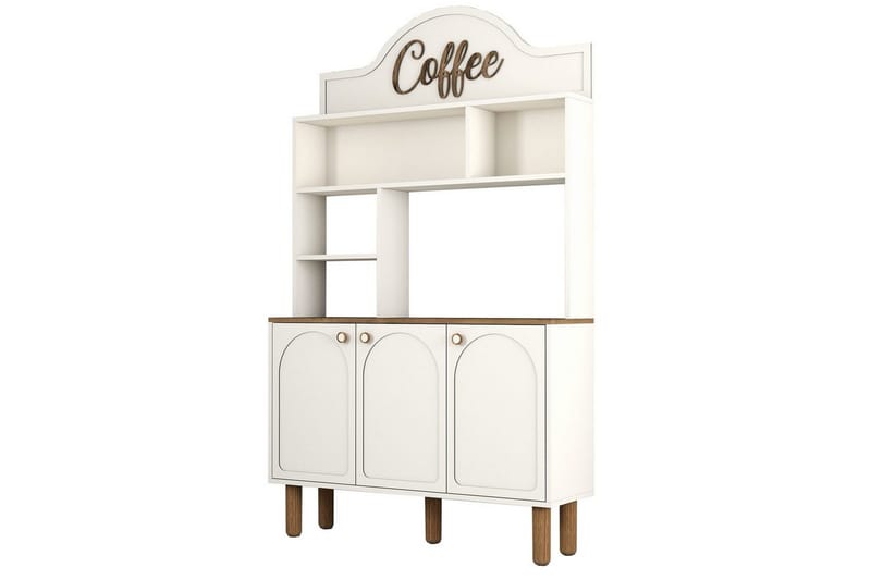 Kaffebarskåp Tre Gräddfärgad / Ek, Gräddfärgad / Ek