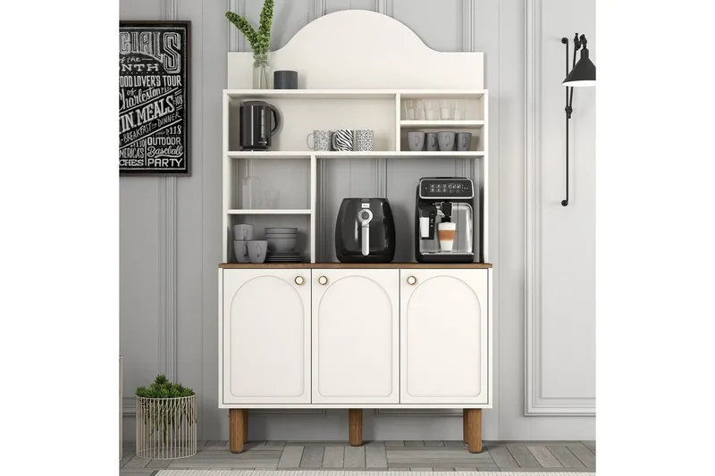 Kaffebarskåp Tre Gräddfärgad / Ek - Gräddfärgad / Ek - Möbler - Matplats - Barmöbler - Bardisk