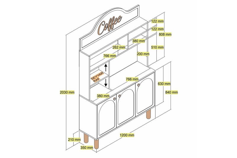 Kaffebarskåp Tre Gräddfärgad / Ek - Gräddfärgad / Ek - Möbler - Matplats - Barmöbler - Bardisk