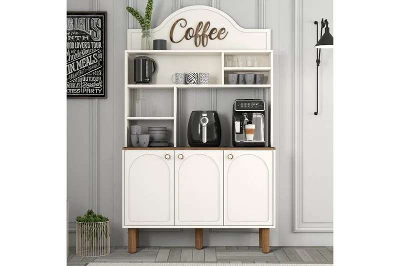 Kaffebarskåp Tre Gräddfärgad / Ek - Gräddfärgad / Ek - Möbler - Matplats - Barmöbler - Bardisk