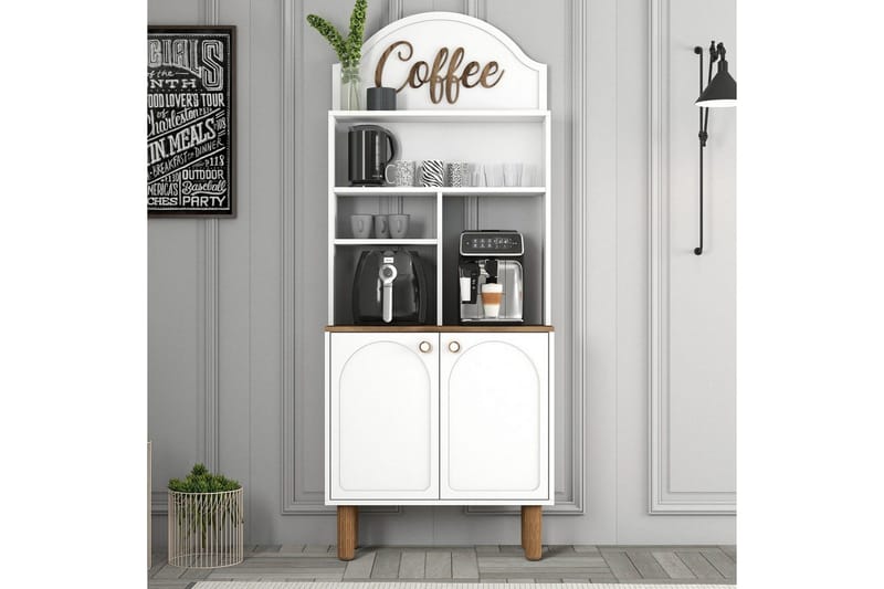 Kaffebarskåp Två Vit / Ek - Vit / Ek - Möbler - Matplats - Barmöbler - Bardisk