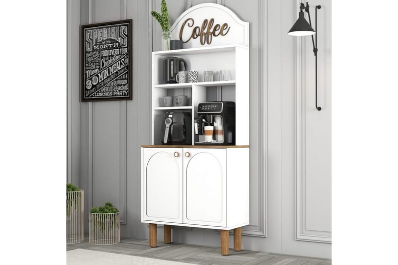 Kaffebarskåp Två Vit / Ek - Vit / Ek - Möbler - Matplats - Barmöbler - Bardisk