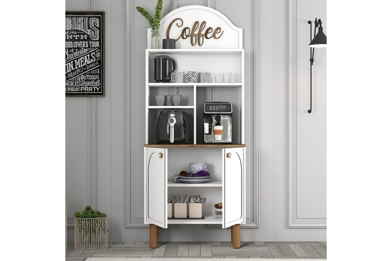 Kaffebarskåp Två Vit / Ek - Vit / Ek - Möbler - Matplats - Barmöbler - Bardisk