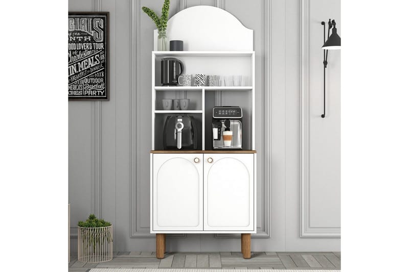 Kaffebarskåp Två Vit / Ek - Vit / Ek - Möbler - Matplats - Barmöbler - Bardisk