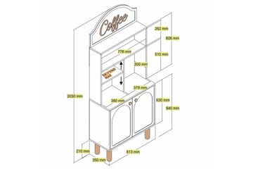 Kaffebarskåp Två Vit / Ek - Vit / Ek - Möbler - Matplats - Barmöbler - Bardisk