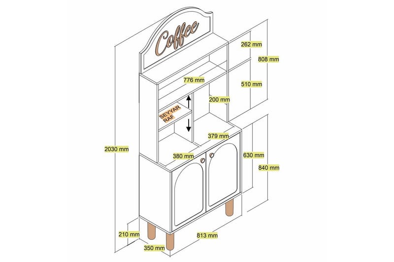 Kaffebarskåp Två Vit / Ek - Vit / Ek - Möbler - Matplats - Barmöbler - Bardisk