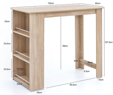 Norova Barbord 120 cm - Sonoma-ek/silver - Möbler - Matplats - Barmöbler - Barbord