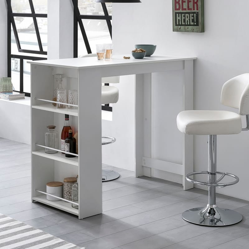 Norova Barbord 120 cm - Vit och silver - Möbler - Matplats - Barmöbler - Barbord