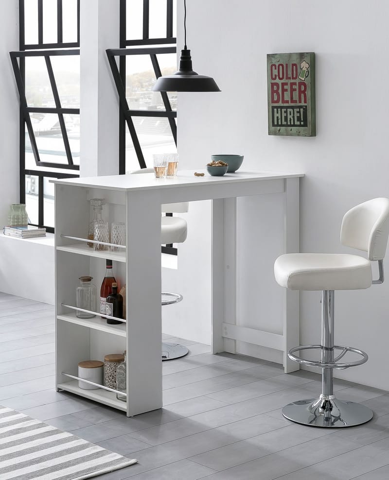 Norova Barbord 120 cm - Vit och silver - Möbler - Matplats - Barmöbler - Barbord