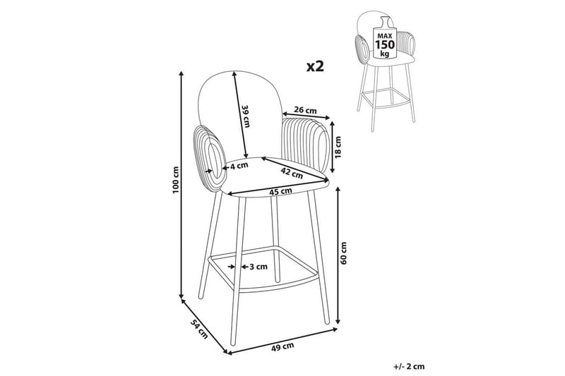 Set med 2 barstolar Amity - Taupe, svart, brun - Möbler - Matplats - Barmöbler - Barstolar