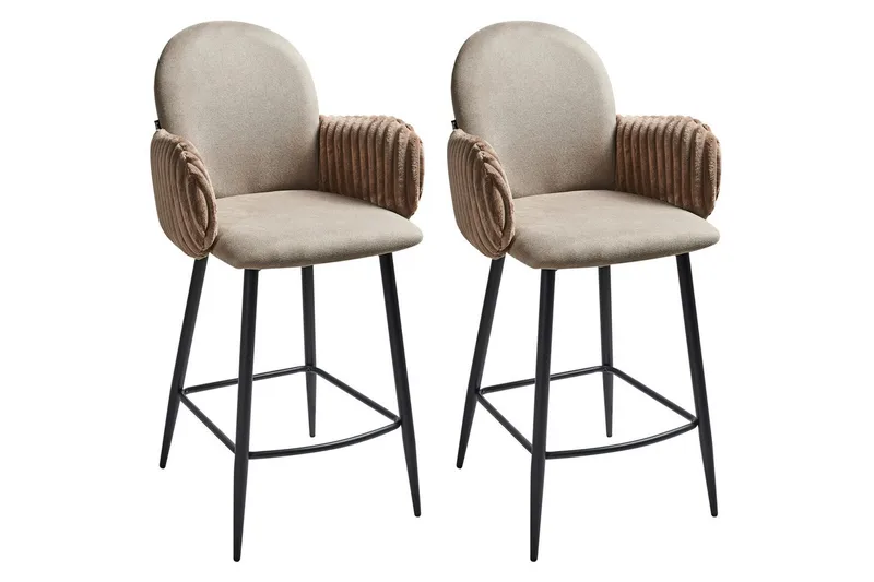 Set med 2 barstolar Amity - Taupe, svart, brun - Möbler - Matplats - Barmöbler - Barstolar