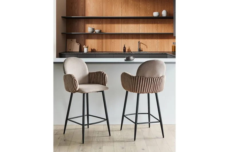 Set med 2 barstolar Amity - Taupe, svart, brun - Möbler - Matplats - Barmöbler - Barstolar