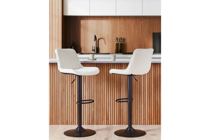 Svängbar stol Dubrovnik set om 2 Ljusbeige-Svart - Ljusbeige-Svart - Möbler - Matplats - Barmöbler - Barstolar